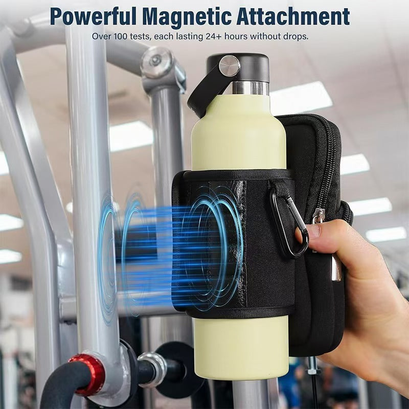 Magnetic Gym Bottle Holder – Phone & Card Pouch